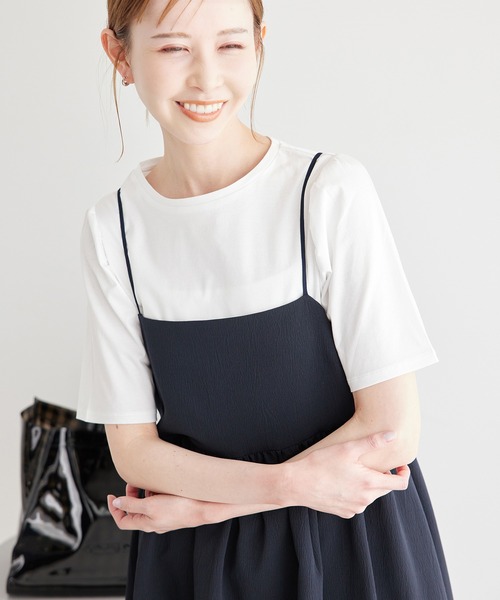 ROPE' PICNIC(ロペピクニック)の「【ご好評につき追加生産】冷感/70シルケットパフスリーブトップス(Tシャツ/カットソー・レディース・ブラック/クリーム/オフホワイト/ホワイト・38)」の2枚目の写真