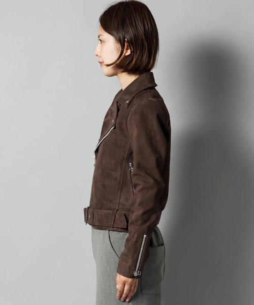 AMERICAN RAG CIE（アメリカンラグシー）の「AMERICAN RAG CIEゴートスウェードライダースジャケット/213-AMR-asi-L152-JK068（ライダースジャケット・レディース・ダークブラウン・FREE）」の21枚目の写真