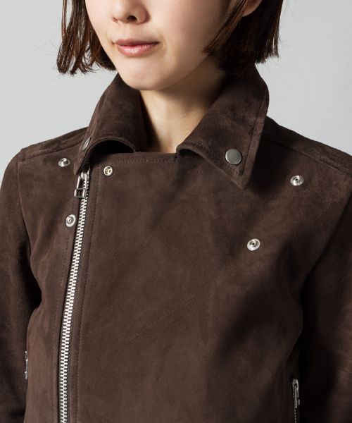 AMERICAN RAG CIE（アメリカンラグシー）の「AMERICAN RAG CIEゴートスウェードライダースジャケット/213-AMR-asi-L152-JK068（ライダースジャケット・レディース・ダークブラウン・FREE）」の12枚目の写真