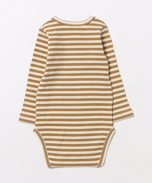 Quincy Mae Ribbed Long Sleeve Bodysuit in Mushrooms
