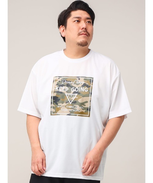PIMLICO(ピムリコ)の「PIMLICO ピムリコ 半袖 プリント Tシャツ DRY メッシュ クルーネック 大きいサイズ メンズ(Tシャツ/カットソー・メンズ・カーキ/ホワイト/ブラック/ネイビー/ワイン/G/F/E/D/C/B/コバルトブルー/ダークグレー/ブルー/オレンジ/ブラックミックス/オフホワイト/ダークブラック/ライトブラック/グリーン/アイボリー/ターコイズブルー/ダークネイビー/ゴールド/イエロー/グレー/シルバー/アッシュグレー/オリーブ/エメラルドブルー・4L/3L/8L/5L/6L)」の2枚目の写真
