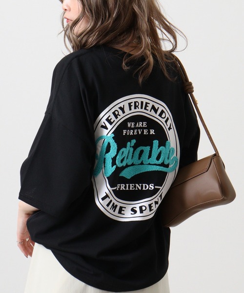 FUNALIVE(ファンアライブ)の「サガラ刺繍オーバーサイズTシャツUVカット&COOL&DRY(Tシャツ/カットソー・メンズ・ブラック/サックスブルー/ホワイト系その他2/グリーン・M/L/LL)」の3枚目の写真