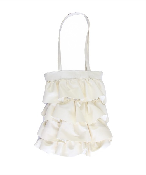 clear（クリア）の「フリルトートバッグ≪2024SS≫（トートバッグ・レディース・アイボリー/ブラック/シルバー・F）」の2枚目の写真