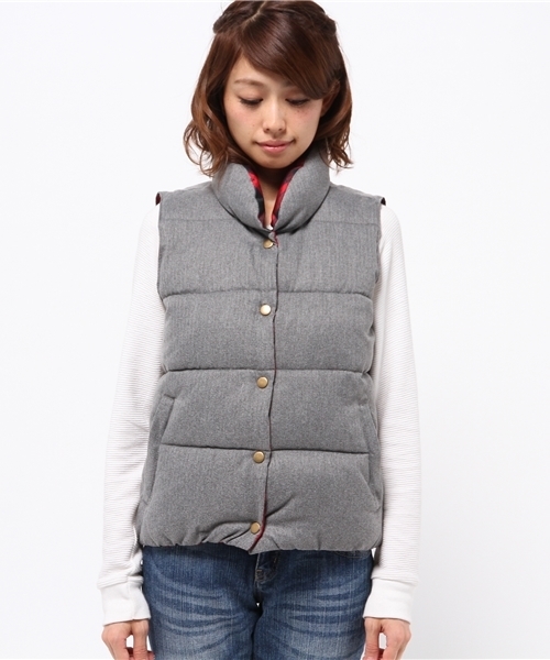 WEGO（ウィゴー）の「WEGO/リバーシブル中綿ベスト（ダウンベスト・レディース・グレー/インディゴブルー・FREE）」の8枚目の写真