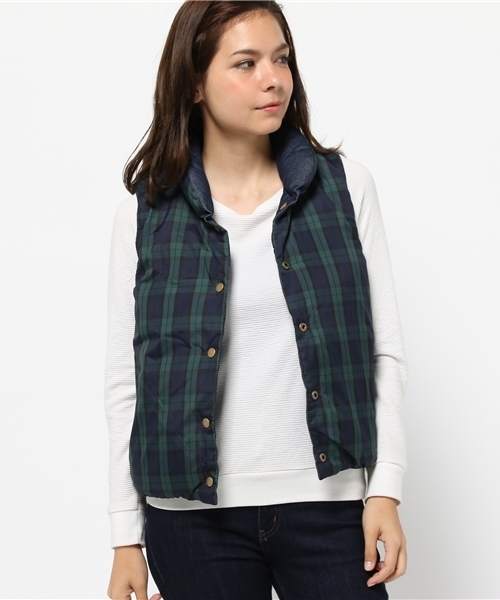 WEGO（ウィゴー）の「WEGO/リバーシブル中綿ベスト（ダウンベスト・レディース・グレー/インディゴブルー・FREE）」の13枚目の写真