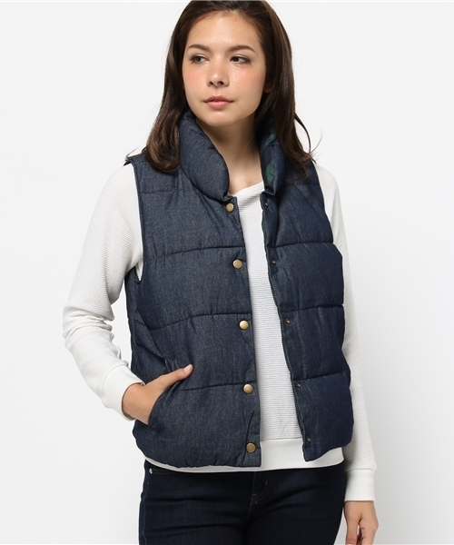 WEGO（ウィゴー）の「WEGO/リバーシブル中綿ベスト（ダウンベスト・レディース・グレー/インディゴブルー・FREE）」の16枚目の写真