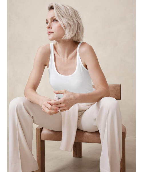Banana Republic（バナナリパブリック）の「シアーリブ タンクトップ（タンクトップ・レディース・ホワイト/ブラック・S/M/XS/L）」の4枚目の写真