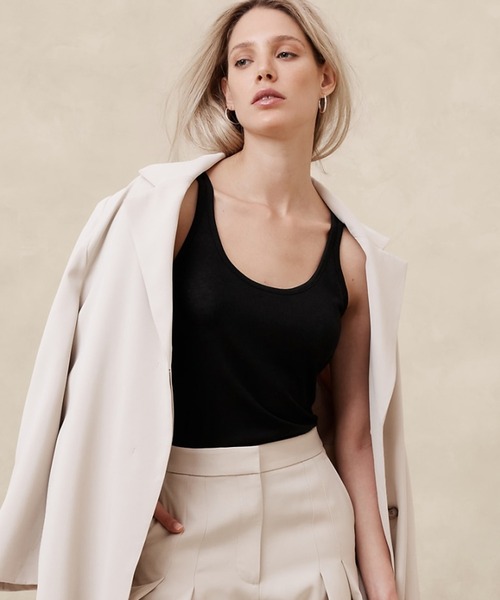 Banana Republic（バナナリパブリック）の「シアーリブ タンクトップ（タンクトップ・レディース・ホワイト/ブラック・S/M/XS/L）」の2枚目の写真