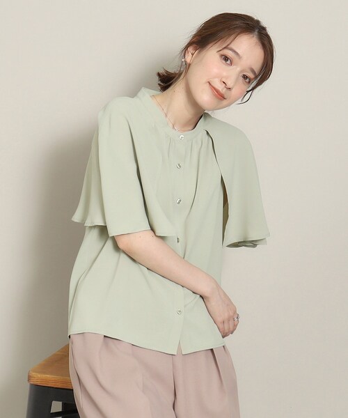 ITS'DEMO（イッツデモ）の「◆【体型カバー／通勤】ケープ風ブラウス（シャツ/ブラウス・レディース・グリーン系/ネイビー/オフホワイト・00）」の2枚目の写真