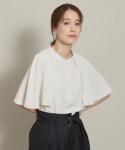 ITS'DEMO（イッツデモ）の「◆【体型カバー／通勤】ケープ風ブラウス（シャツ/ブラウス・レディース・グリーン系/ネイビー/オフホワイト・00）」の21枚目の写真