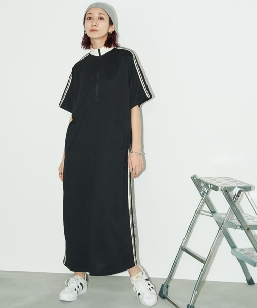 Auntie Rosa Holiday（アンティローザホリデー）の「ハーフジップトラックジャージ半袖ワンピース（ワンピース・レディース・ナチュラル/ブラック・FREE）」の6枚目の写真