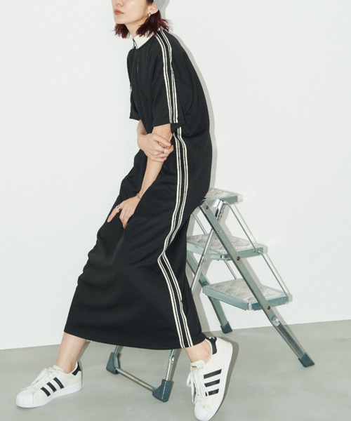 Auntie Rosa Holiday（アンティローザホリデー）の「ハーフジップトラックジャージ半袖ワンピース（ワンピース・レディース・ナチュラル/ブラック・FREE）」の3枚目の写真