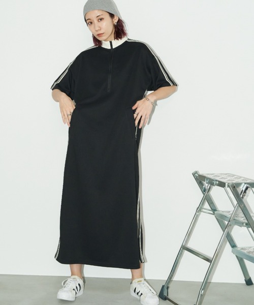 Auntie Rosa Holiday（アンティローザホリデー）の「ハーフジップトラックジャージ半袖ワンピース（ワンピース・レディース・ナチュラル/ブラック・FREE）」の9枚目の写真