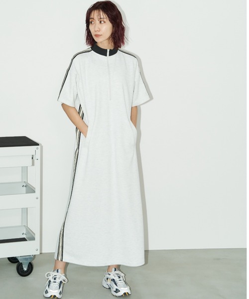 Auntie Rosa Holiday（アンティローザホリデー）の「ハーフジップトラックジャージ半袖ワンピース（ワンピース・レディース・ナチュラル/ブラック・FREE）」の17枚目の写真