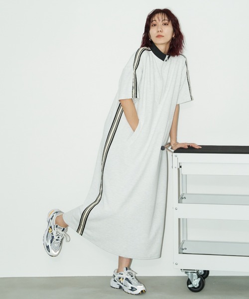 Auntie Rosa Holiday（アンティローザホリデー）の「ハーフジップトラックジャージ半袖ワンピース（ワンピース・レディース・ナチュラル/ブラック・FREE）」の18枚目の写真