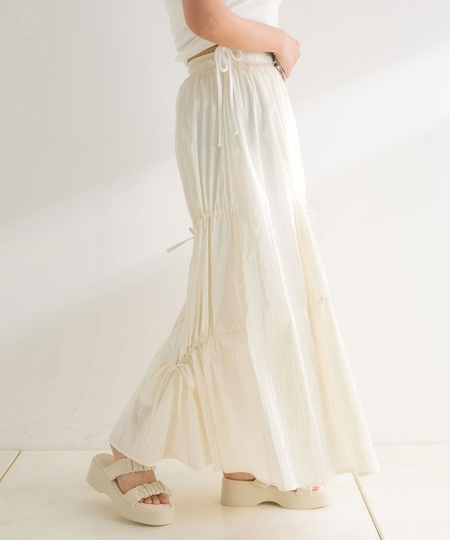 OLIVE des OLIVE（オリーブデオリーブ）の「【WEB限定】アシメリボンドロストロングスカート　1041010240（スカート・レディース・ブラック/オフホワイト/シルバー・FREE）」の15枚目の写真