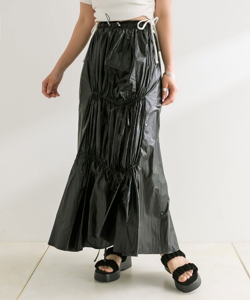 OLIVE des OLIVE（オリーブデオリーブ）の「【WEB限定】アシメリボンドロストロングスカート　1041010240（スカート・レディース・ブラック/オフホワイト/シルバー・FREE）」の13枚目の写真