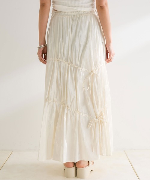 OLIVE des OLIVE（オリーブデオリーブ）の「【WEB限定】アシメリボンドロストロングスカート　1041010240（スカート・レディース・ブラック/オフホワイト/シルバー・FREE）」の7枚目の写真