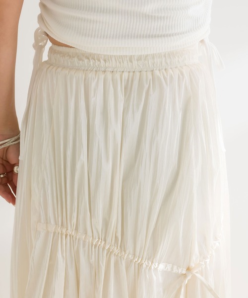 OLIVE des OLIVE（オリーブデオリーブ）の「【WEB限定】アシメリボンドロストロングスカート　1041010240（スカート・レディース・ブラック/オフホワイト/シルバー・FREE）」の6枚目の写真