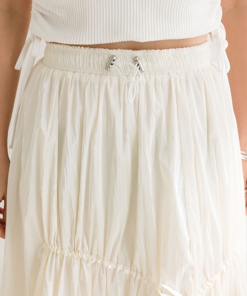 OLIVE des OLIVE（オリーブデオリーブ）の「【WEB限定】アシメリボンドロストロングスカート　1041010240（スカート・レディース・ブラック/オフホワイト/シルバー・FREE）」の5枚目の写真