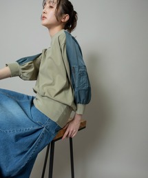 Munich | コットンジャージ×コットンナイロンツイルドッキングトップス(Tシャツ/カットソー)