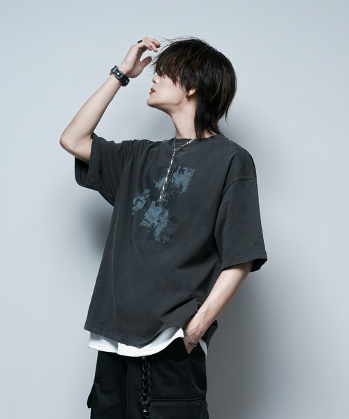 welise（ウェライズ）の「【welise by 犬飼京】アソートモードフラワープリントヴィンテージピグメントオーバーサイズ半袖Tシャツ（Tシャツ/カットソー・メンズ・ブラック系その他3/ブラック系その他/ブラック系その他2・M/S/L）」の10枚目の写真