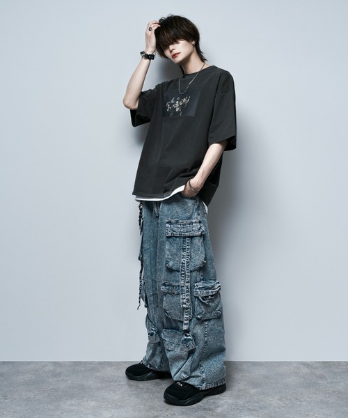 welise（ウェライズ）の「【welise by 犬飼京】アソートモードフラワープリントヴィンテージピグメントオーバーサイズ半袖Tシャツ（Tシャツ/カットソー・メンズ・ブラック系その他3/ブラック系その他/ブラック系その他2・M/S/L）」の16枚目の写真