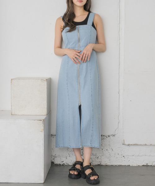 RETRO GIRL（レトロガール）の「ダブルZIPキャミOP（ワンピース・レディース・ブラック/ブルー系その他5/ブルー・FREE）」の3枚目の写真