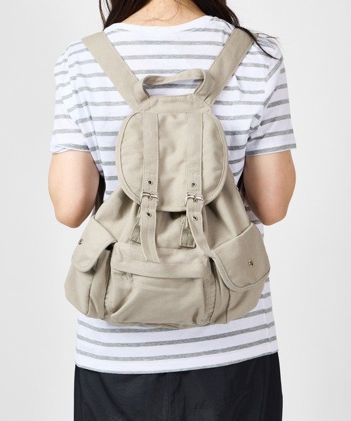 ぷるぷるさん専用 ベージュ 編み込みデザイン リュック カンゴールフロントメッシュポケットリュック バッグ BAG リュック