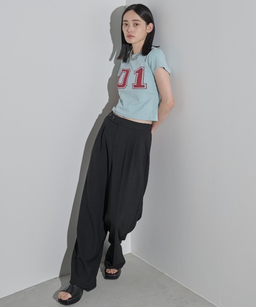 MERLOT（メルロー）の「ナンバリングTシャツ（Tシャツ/カットソー・レディース・ライトブルー/イエロー/ホワイト・FREE）」の21枚目の写真