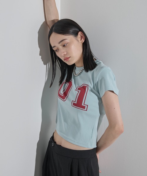 MERLOT（メルロー）の「ナンバリングTシャツ（Tシャツ/カットソー・レディース・ライトブルー/イエロー/ホワイト・FREE）」の20枚目の写真