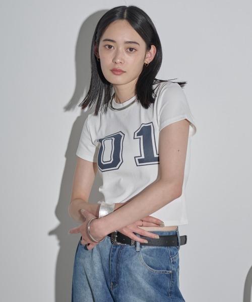 MERLOT（メルロー）の「ナンバリングTシャツ（Tシャツ/カットソー・レディース・ライトブルー/イエロー/ホワイト・FREE）」の10枚目の写真