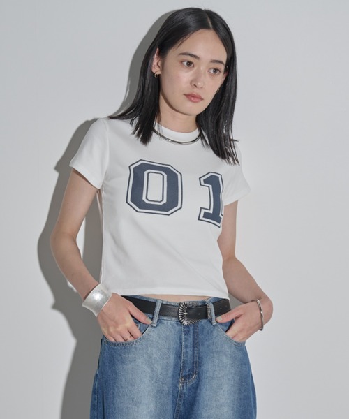 MERLOT（メルロー）の「ナンバリングTシャツ（Tシャツ/カットソー・レディース・ライトブルー/イエロー/ホワイト・FREE）」の9枚目の写真