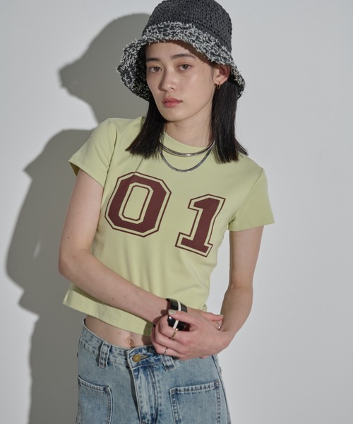 MERLOT（メルロー）の「ナンバリングTシャツ（Tシャツ/カットソー・レディース・ライトブルー/イエロー/ホワイト・FREE）」の5枚目の写真