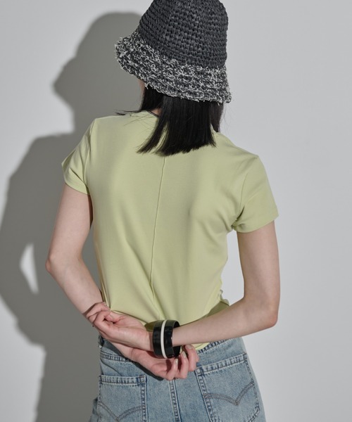 MERLOT（メルロー）の「ナンバリングTシャツ（Tシャツ/カットソー・レディース・ライトブルー/イエロー/ホワイト・FREE）」の4枚目の写真