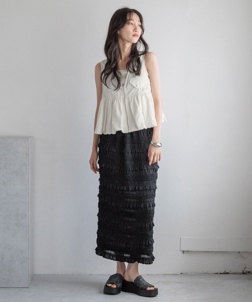 LOWRYS FARM（ローリーズファーム）の「フリルレースタイトスカート 135235（スカート・レディース・アイボリー/ブラック・FREE）」の18枚目の写真
