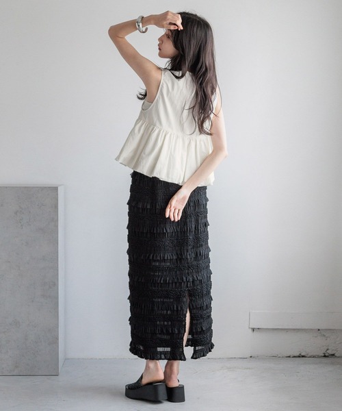 LOWRYS FARM（ローリーズファーム）の「フリルレースタイトスカート 135235（スカート・レディース・アイボリー/ブラック・FREE）」の16枚目の写真