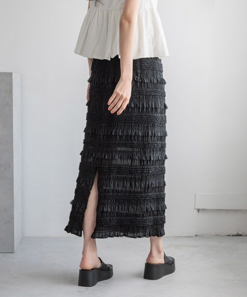 LOWRYS FARM（ローリーズファーム）の「フリルレースタイトスカート 135235（スカート・レディース・アイボリー/ブラック・FREE）」の14枚目の写真