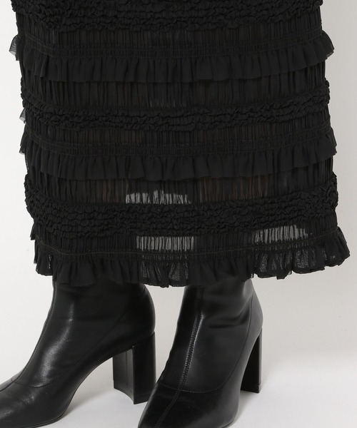 LOWRYS FARM（ローリーズファーム）の「フリルレースタイトスカート 135235（スカート・レディース・アイボリー/ブラック・FREE）」の9枚目の写真