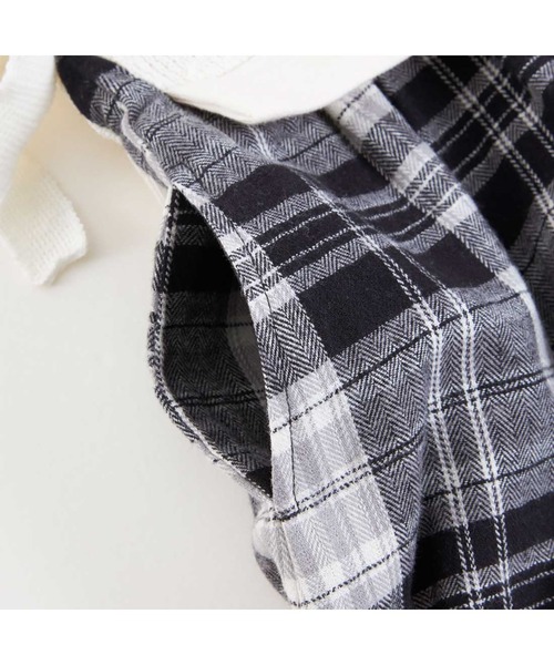 KP(ケーピー)の「レイヤード風チェックワンピース(90~160)(ワンピース・キッズ・ブラック/オフホワイト・90cm/100cm/110cm/120cm/130cm/140cm/150cm)」の7枚目の写真