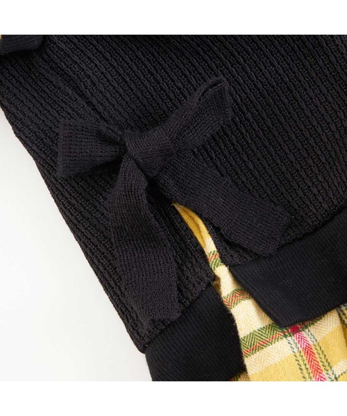 KP(ケーピー)の「レイヤード風チェックワンピース(90~160)(ワンピース・キッズ・ブラック/オフホワイト・90cm/100cm/110cm/120cm/130cm/140cm/150cm)」の9枚目の写真