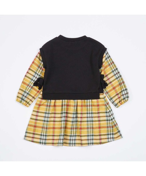 KP(ケーピー)の「レイヤード風チェックワンピース(90~160)(ワンピース・キッズ・ブラック/オフホワイト・90cm/100cm/110cm/120cm/130cm/140cm/150cm)」の4枚目の写真
