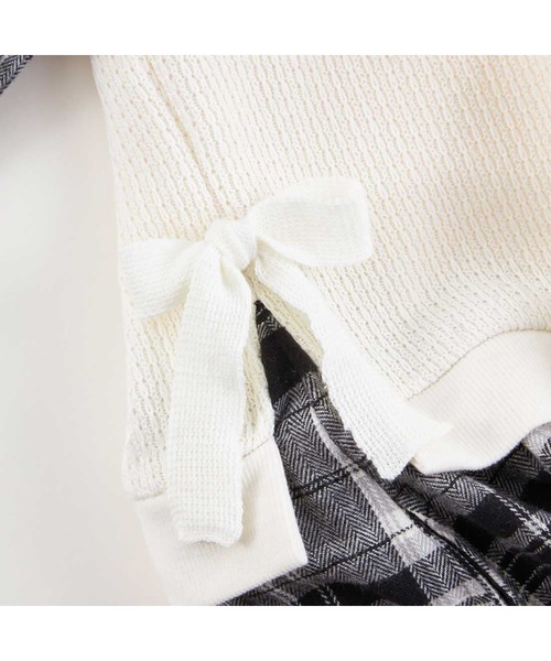 KP(ケーピー)の「レイヤード風チェックワンピース(90~160)(ワンピース・キッズ・ブラック/オフホワイト・90cm/100cm/110cm/120cm/130cm/140cm/150cm)」の6枚目の写真