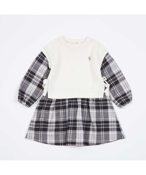 KP(ケーピー)の「レイヤード風チェックワンピース(90~160)(ワンピース・キッズ・ブラック/オフホワイト・90cm/100cm/110cm/120cm/130cm/140cm/150cm)」の20枚目の写真