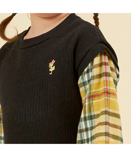 KP(ケーピー)の「レイヤード風チェックワンピース(90~160)(ワンピース・キッズ・ブラック/オフホワイト・90cm/100cm/110cm/120cm/130cm/140cm/150cm)」の19枚目の写真