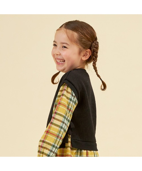KP(ケーピー)の「レイヤード風チェックワンピース(90~160)(ワンピース・キッズ・ブラック/オフホワイト・90cm/100cm/110cm/120cm/130cm/140cm/150cm)」の15枚目の写真