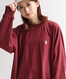 【U.S. POLO ASSN./ユーエスポロアッスン】ワンポイント ロゴ刺繍 クルーネック ロングスリーブTシャツ