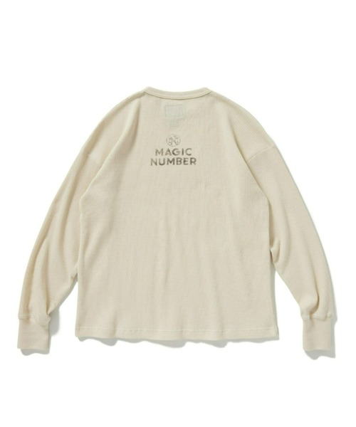 MAGIC NUMBER(マジック ナンバー)の「【MAGIC NUMBER】STOCK LOGO THERMAL L/S T-SHIRT / ストックロゴ サーマル ロングスリーブティーシャツ(Tシャツ/カットソー・メンズ・ブラック/オフホワイト/オリーブ・MEDIUM/LARGE/X-LARGE)」の4枚目の写真