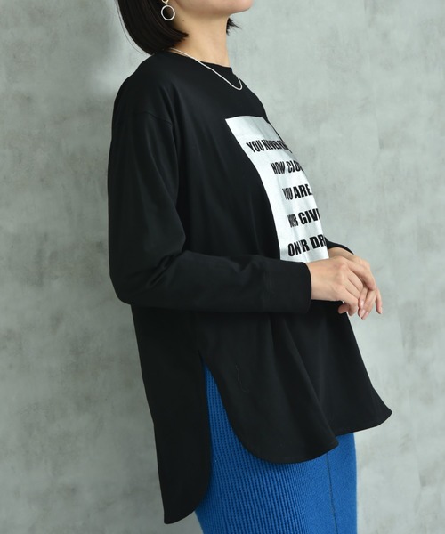 INTERPLANET(インタープラネット)の「箔プリントラウンドヘムロンT(Tシャツ/カットソー・レディース・グレー/オフホワイト/ブラック・FREE)」の8枚目の写真