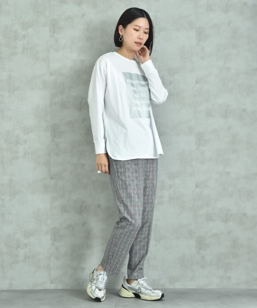 INTERPLANET(インタープラネット)の「箔プリントラウンドヘムロンT(Tシャツ/カットソー・レディース・グレー/オフホワイト/ブラック・FREE)」の20枚目の写真